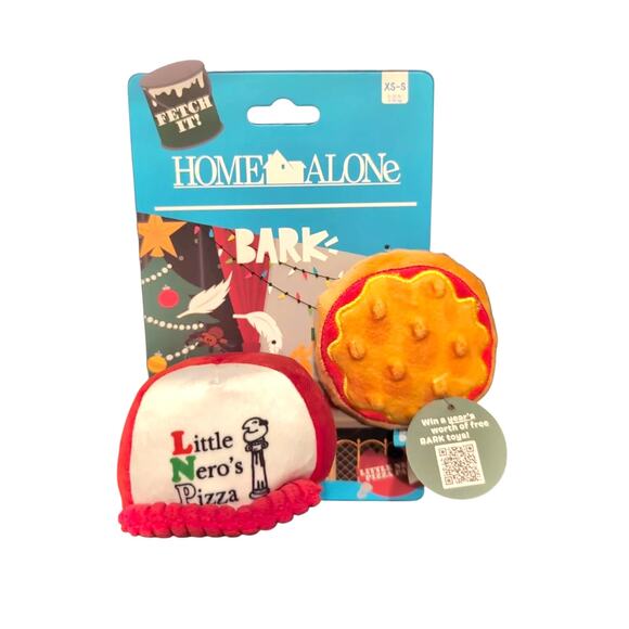 BARK Home Alone Size XS/S Little Nero’s Pizza Set 2 Mini Dog Toys Squeak Crinkle - Picture 4 of 5